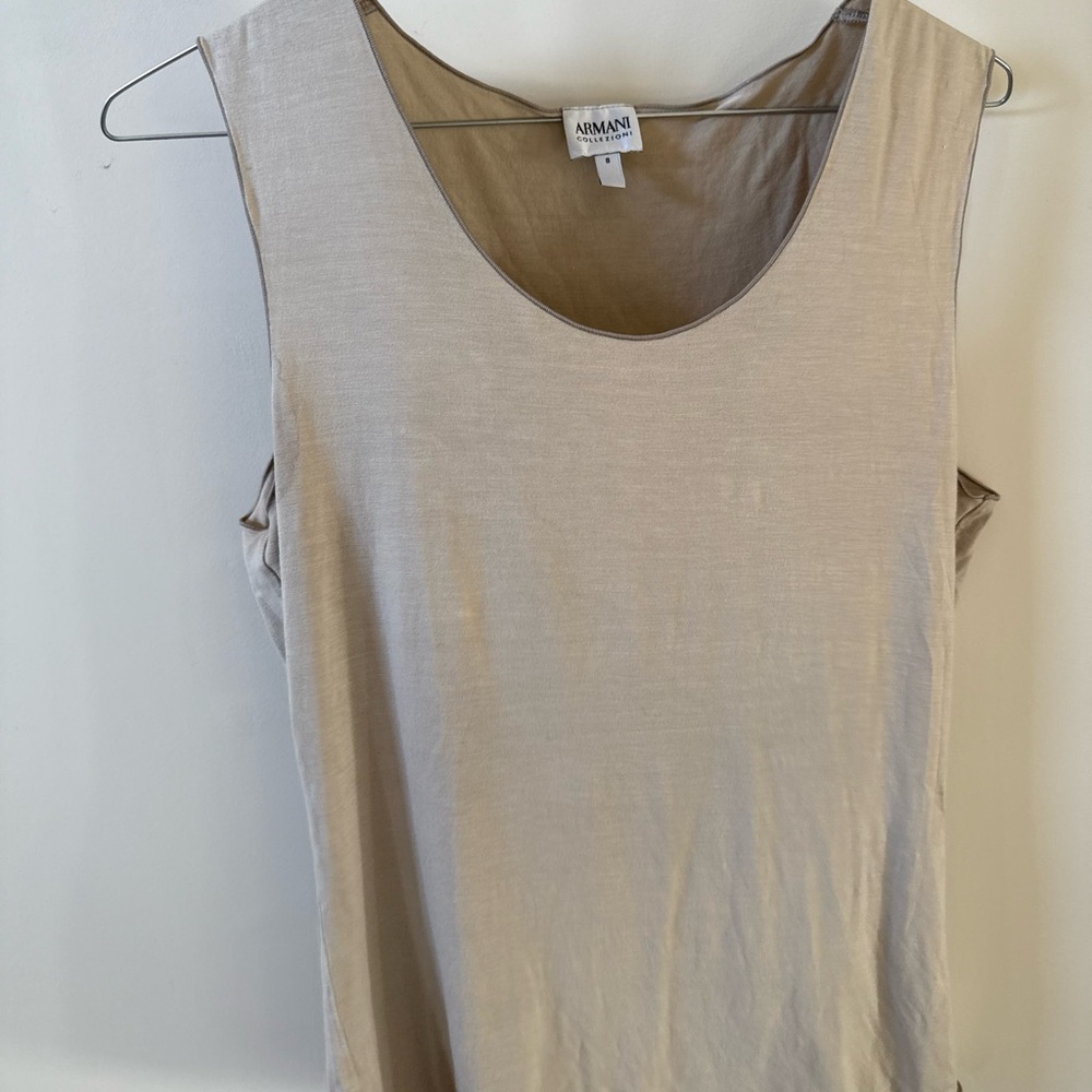 Armani Exchange Neutral Scoop Neck Tank Top — Light Beige